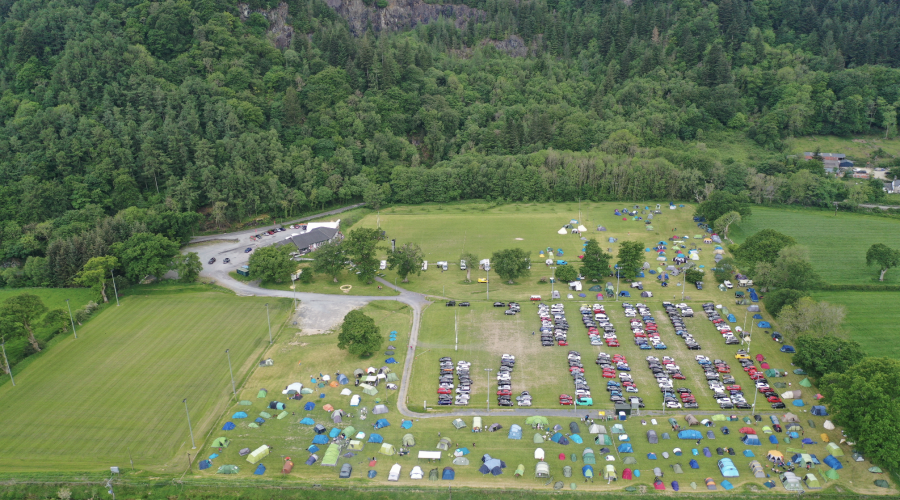 Aerial view of campsite