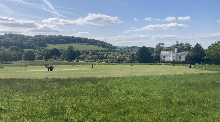 A view of a village cricket pitch