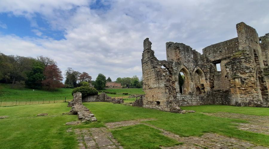 Abbey ruins on banks of the Swale
