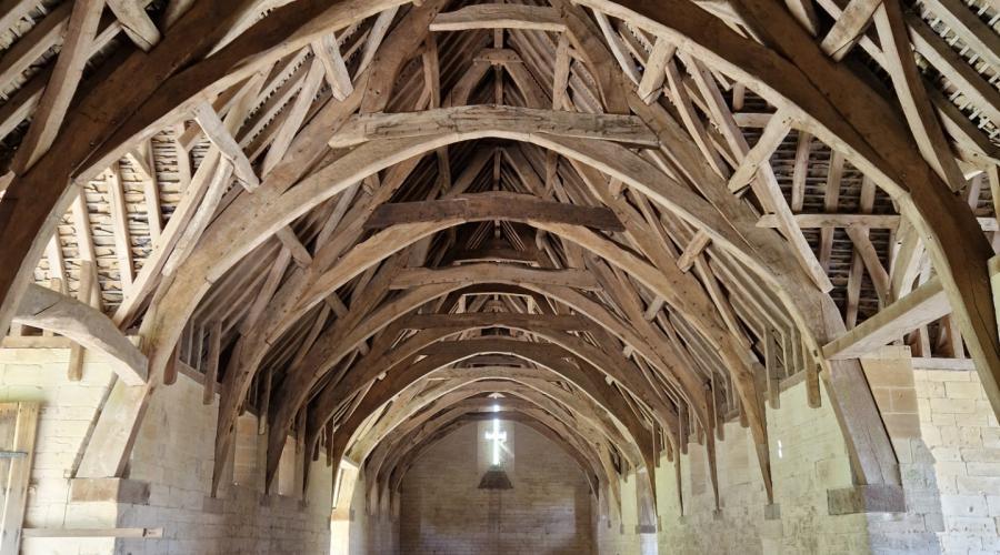 Inside the 51 meter Tythe barn