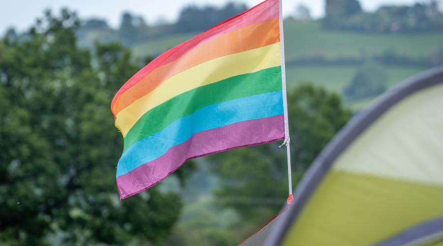 Pride flag on a tent