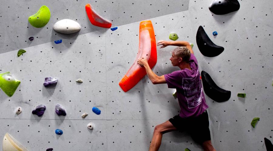 Bouldering along a wall