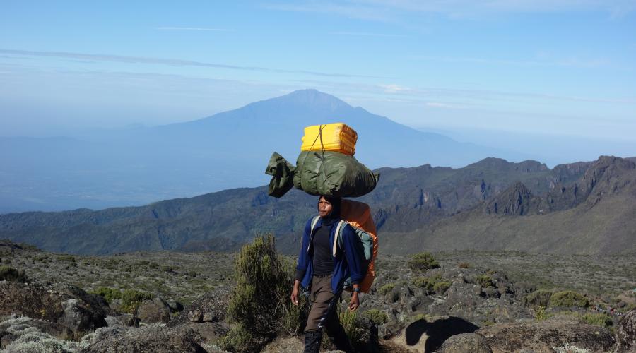 a porter on Kilimanjaro 
