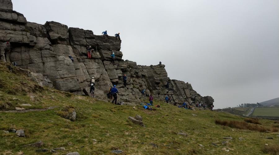 Climbers at Windgather Rocks