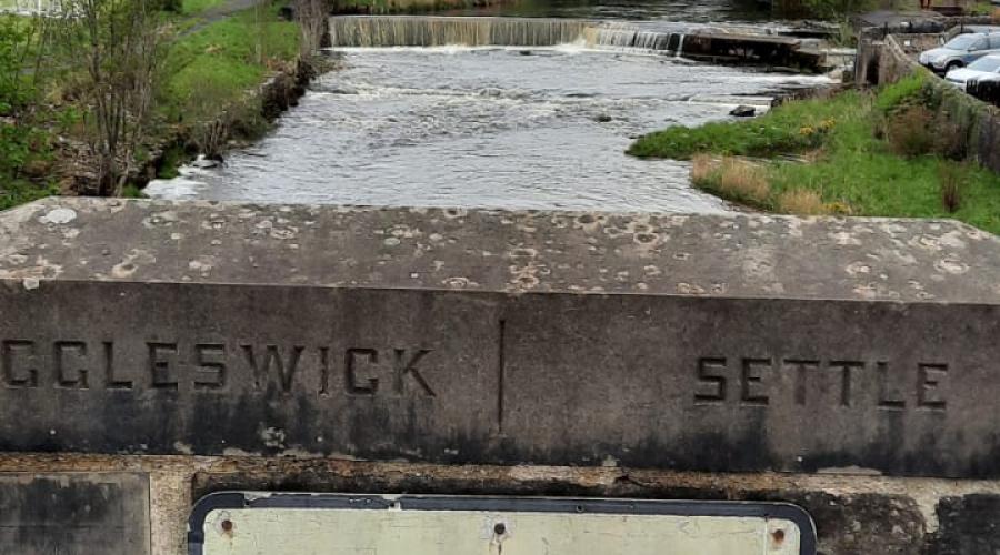 Bridge and River Ribble sign