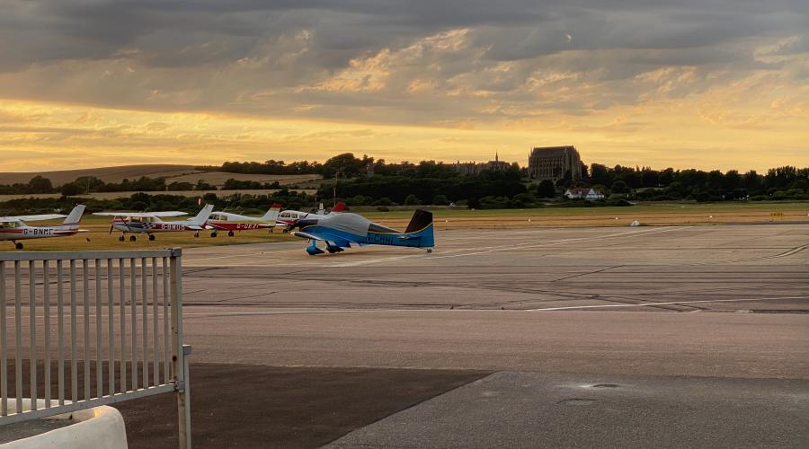 Shoreham Airport in the sunset