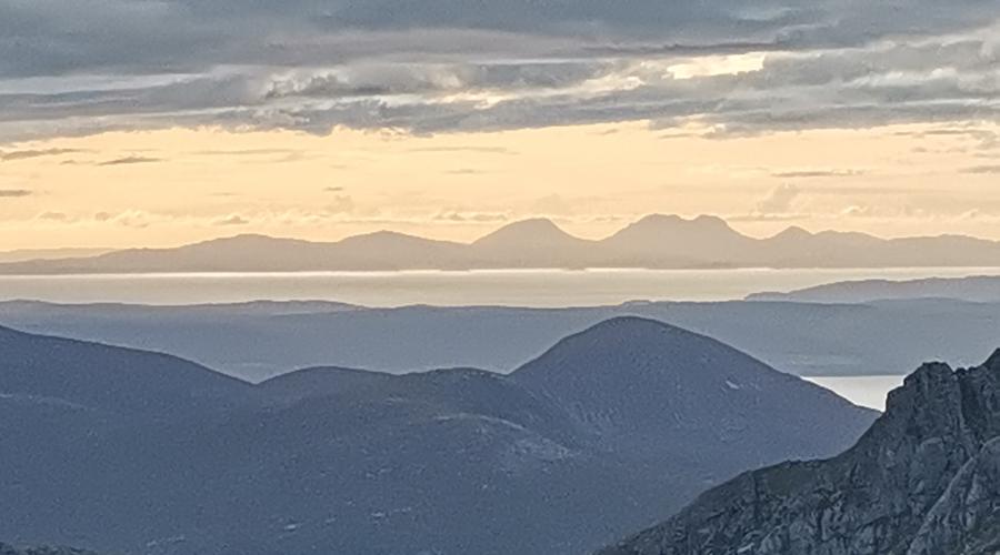 Evening view of the Jura mountains from Arran