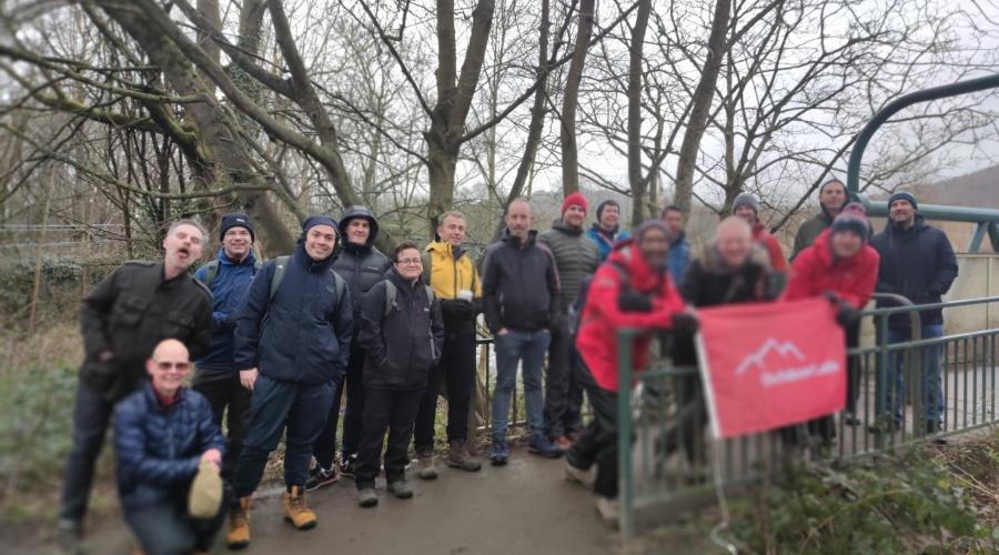 Guys on walk at Saltaire in 2022 photo by Dave forrest