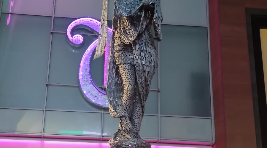 The statue outside the entrance to the Central Arcade