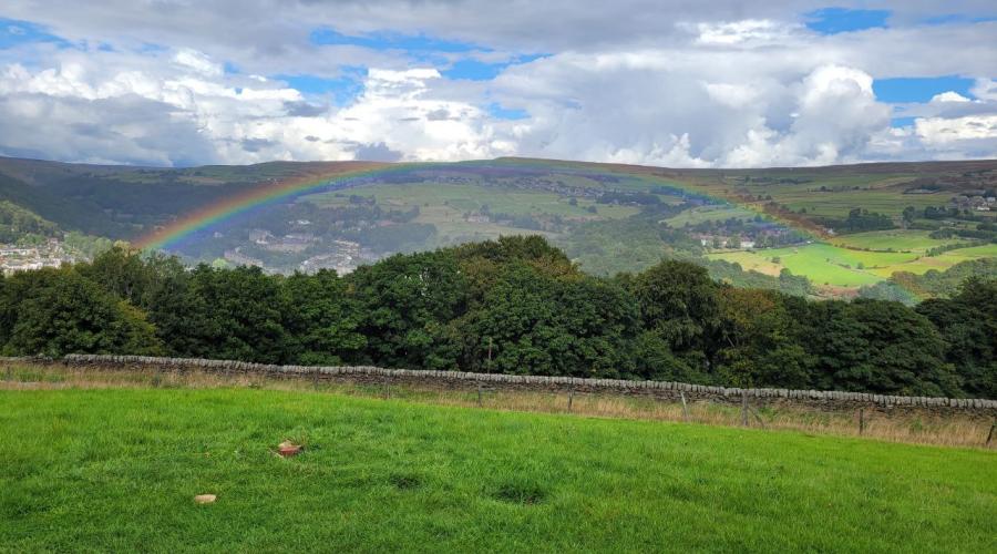 Rainbow on Yorkshire hill