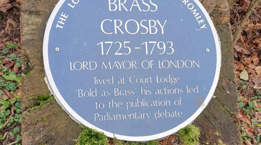 Brass Crosby blue plaque 