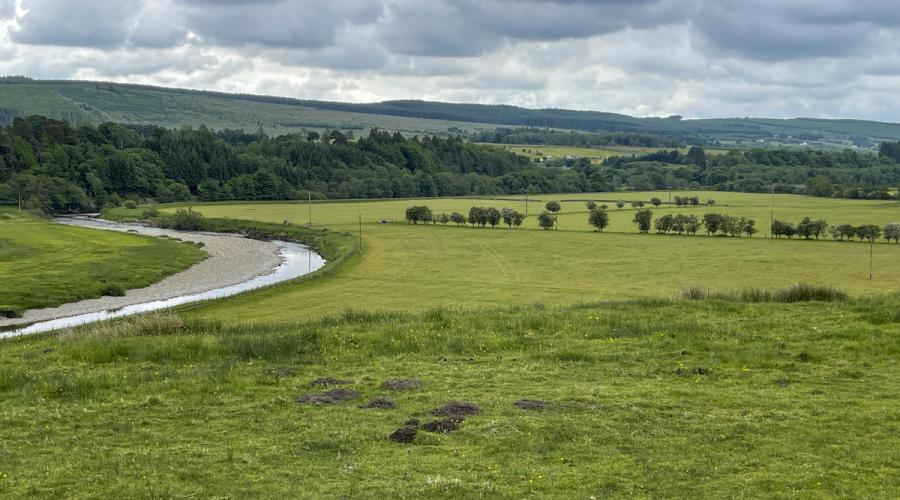 The Liddel Water snakes its way down from Newcastleton