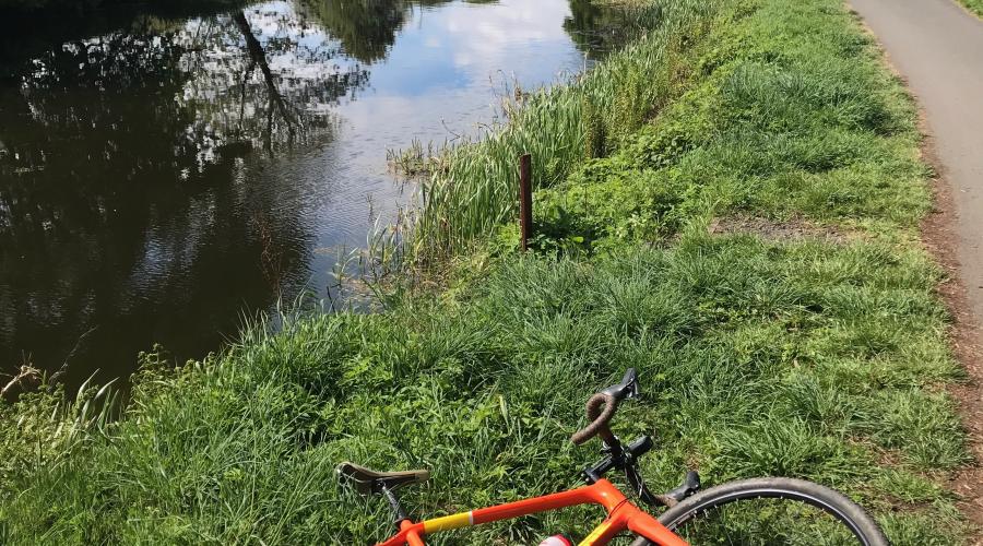 Bike by canal towpath