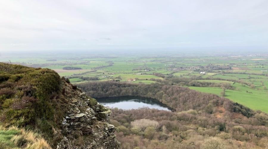 Looking over the edge to Gormire Lake in early spring