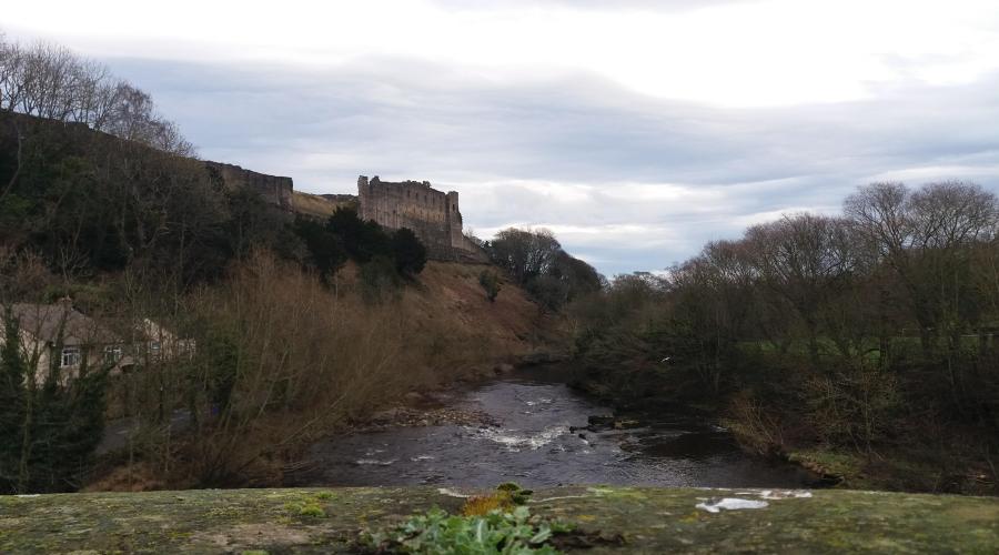 River Swale view from bridge beneath castle
