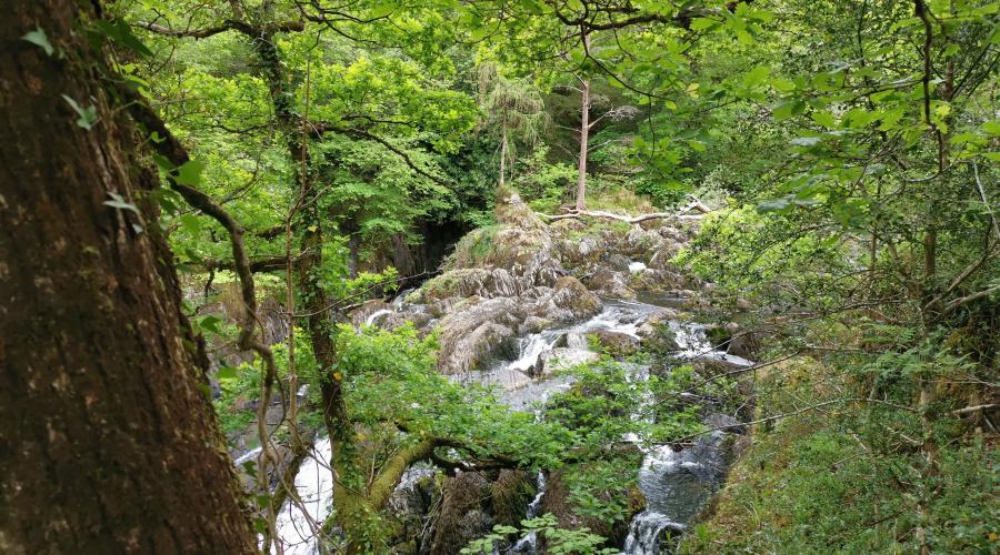 Talybont Reservoir waterfalls near carpark