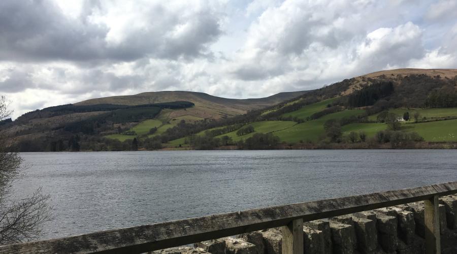 Talybont Reservoir dam waterside