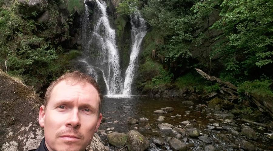 Walk Leader in the Valley of Desolation area by waterfalls