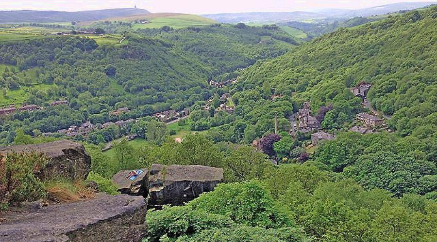 View from Hardcastle Crags towards Stoodley Pike
