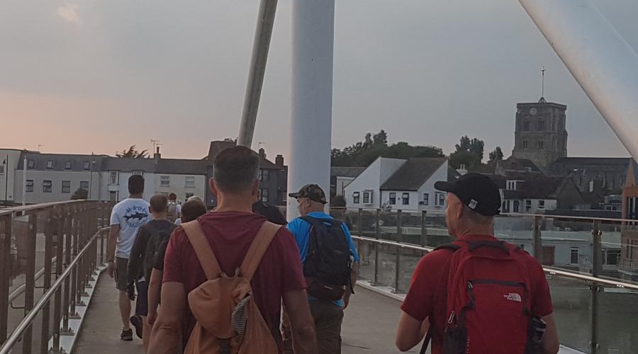 walking on Shoreham Foot Bridge