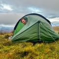 Man in a tent wild camping