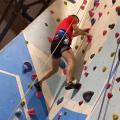 Wide shot of climber on wall