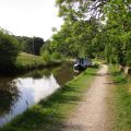 Narrowboat moored up on Peak Forest Canal