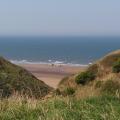 Looking down to horse riders near Marske Beach