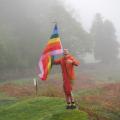 Pride flag on a misty day