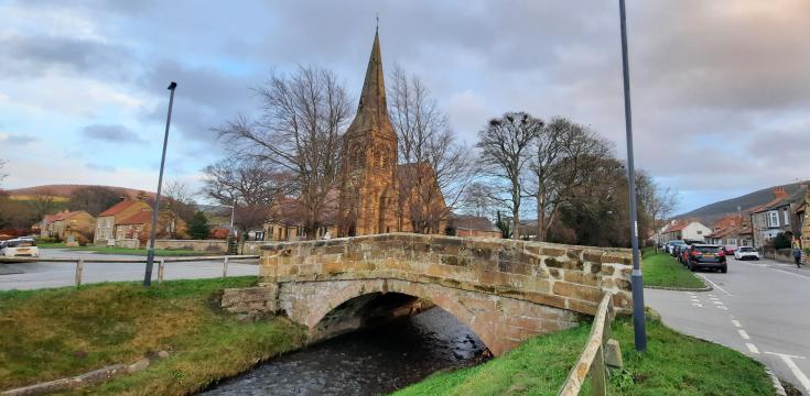 Bridge and church at village 