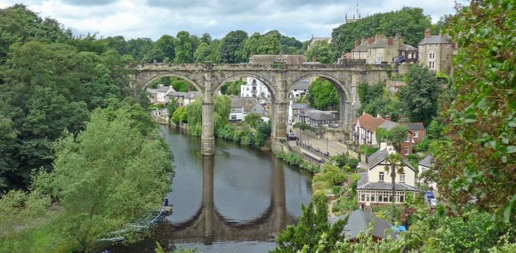 View across river to viaduct