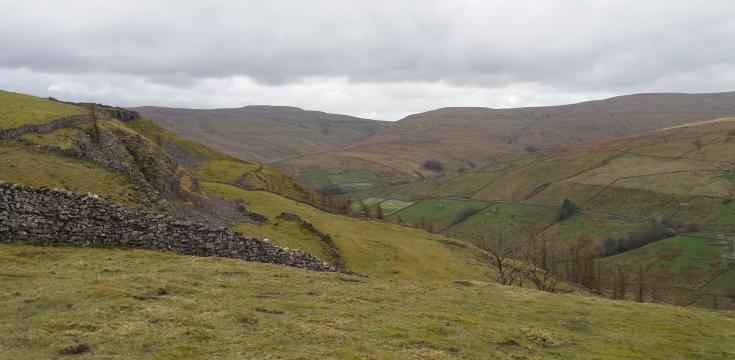 Aspect of Great Shunner Fell from fell top reached on walk