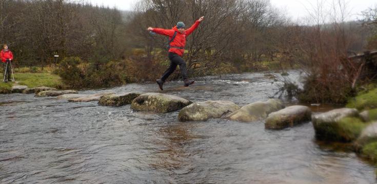 Jumping across stepping stones