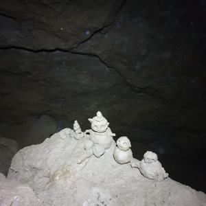 Mud sculptures encountered in one of the chambers