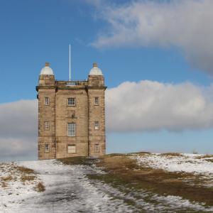 Lyme Park Cage in snow