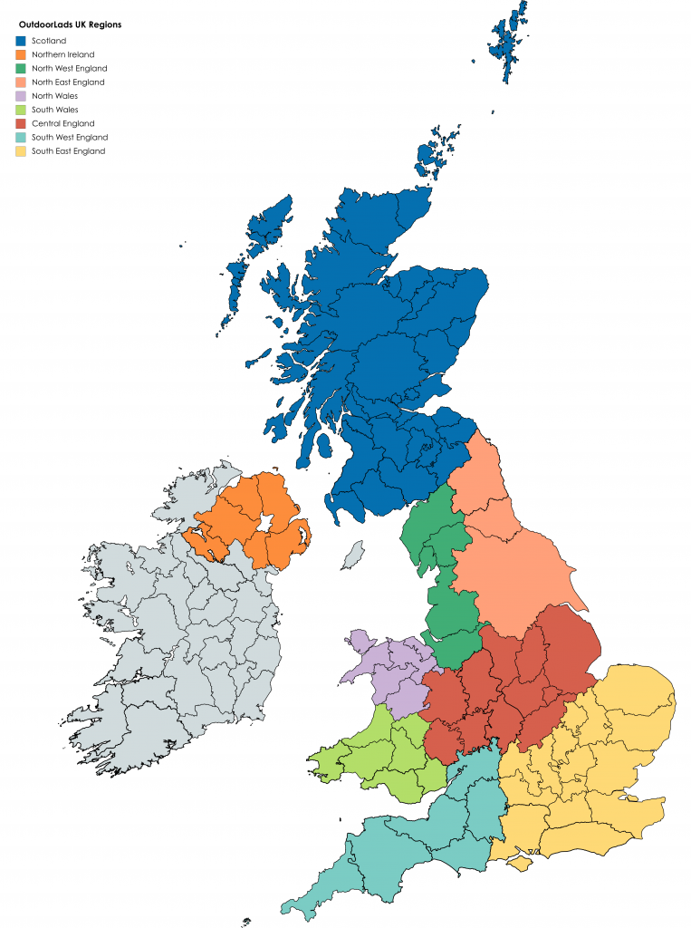 OutdoorLads UK Map and Regions