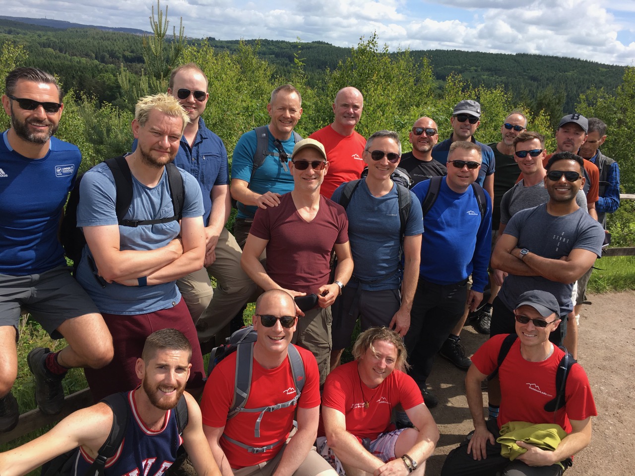 Group on day walk on a Wye Valley hostel weekend