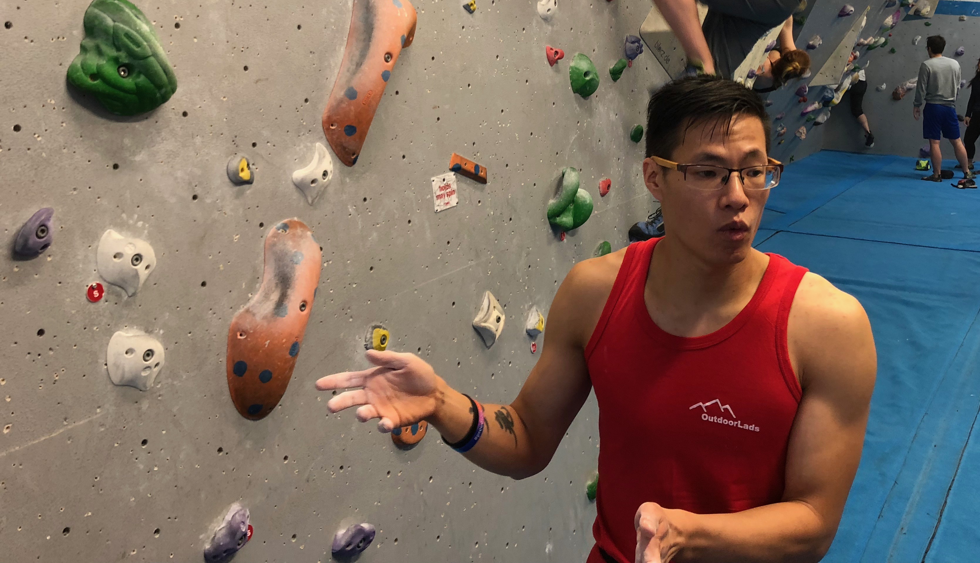 bouldering instruction from Dominic